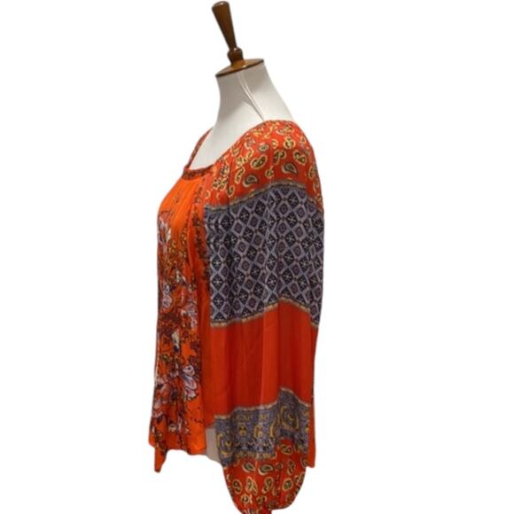 Free People Top Fall XS Blouse Oversized Flowy Cottage Boho Shirt Billowy 70s - Picture 11 of 17